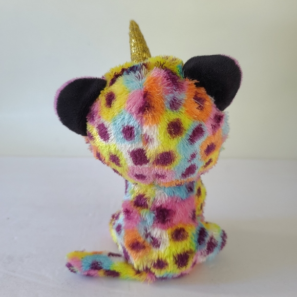 TY BEANIE BOOS GISELLE 9" RAINBOW UNICORN LEOPARD CAT PLUSH STUFFED ANIMAL - Picture 5 of 9